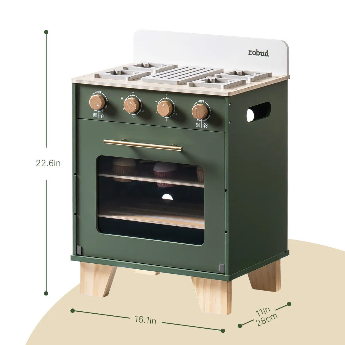 ROBUD Wooden Kids Kitchen Playset Series - Vintage Green
