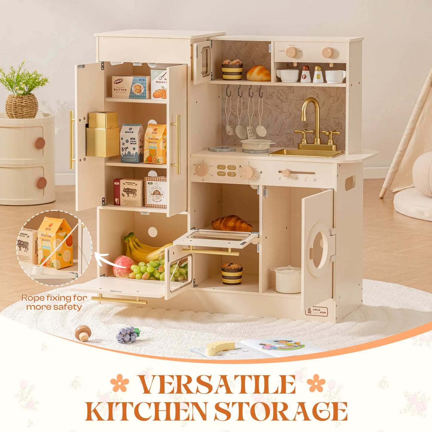 Robud Floral Wooden Play Kitchen