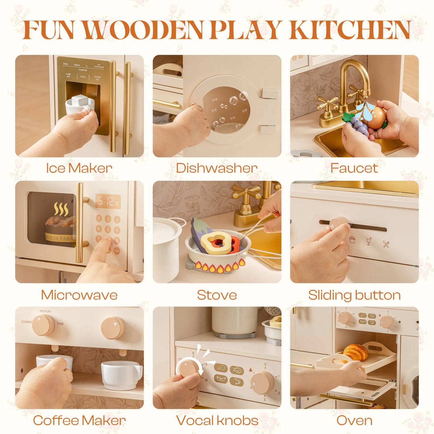 Robud Floral Wooden Play Kitchen