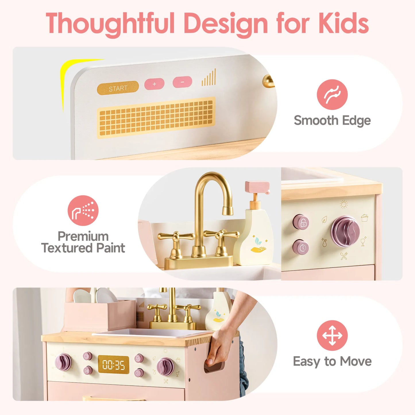 ROBUD Wooden Pink Dishwasher