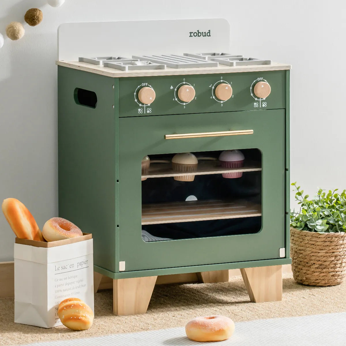 ROBUD Wooden Kids Kitchen Playset Series - Vintage Green