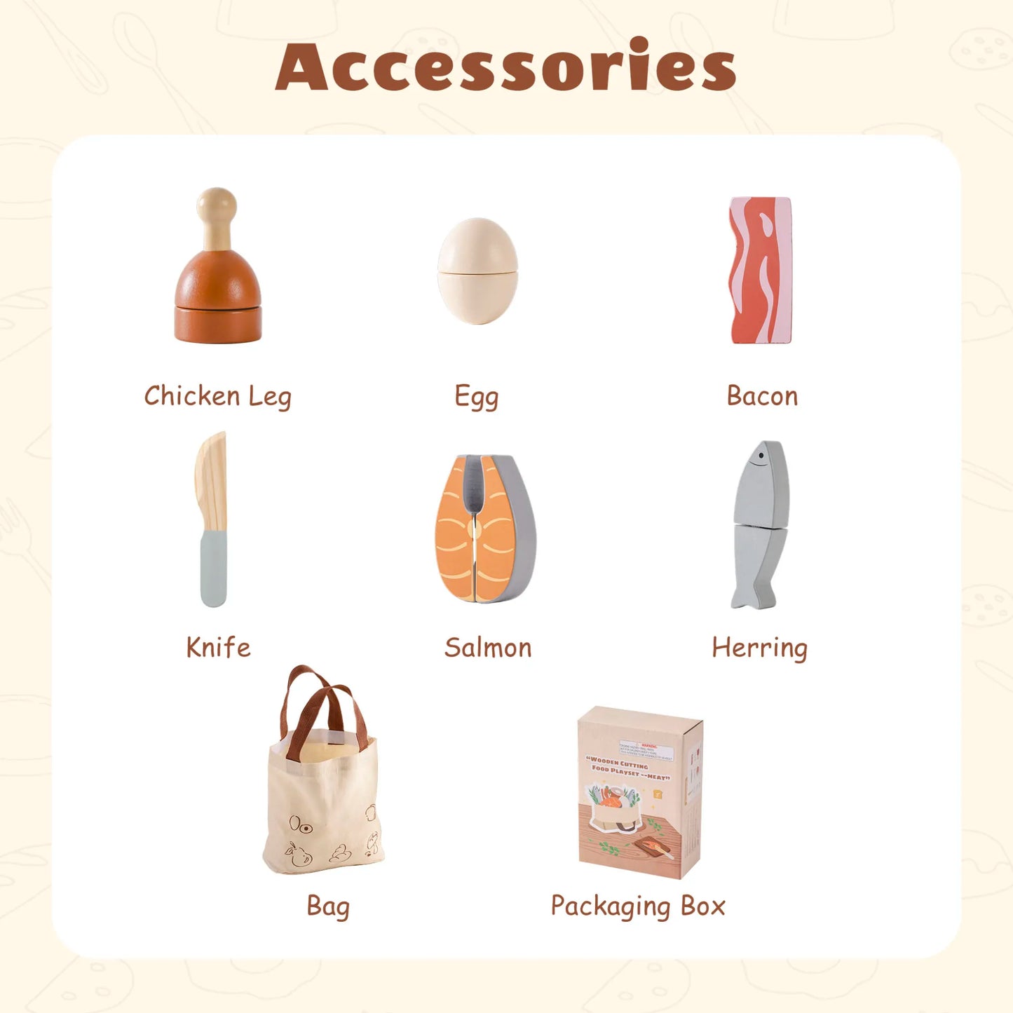 ROBUD Wooden Childs Play Food Set - Meat