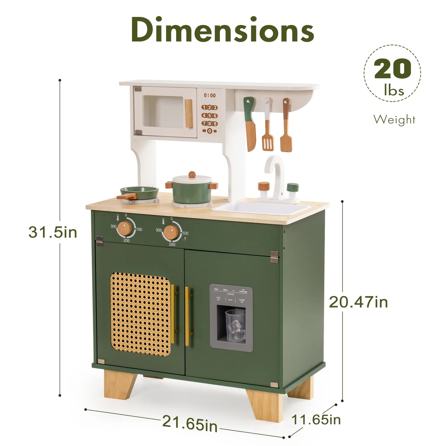 ROBUD Wooden Kids Kitchen Playset Series - Vintage Green