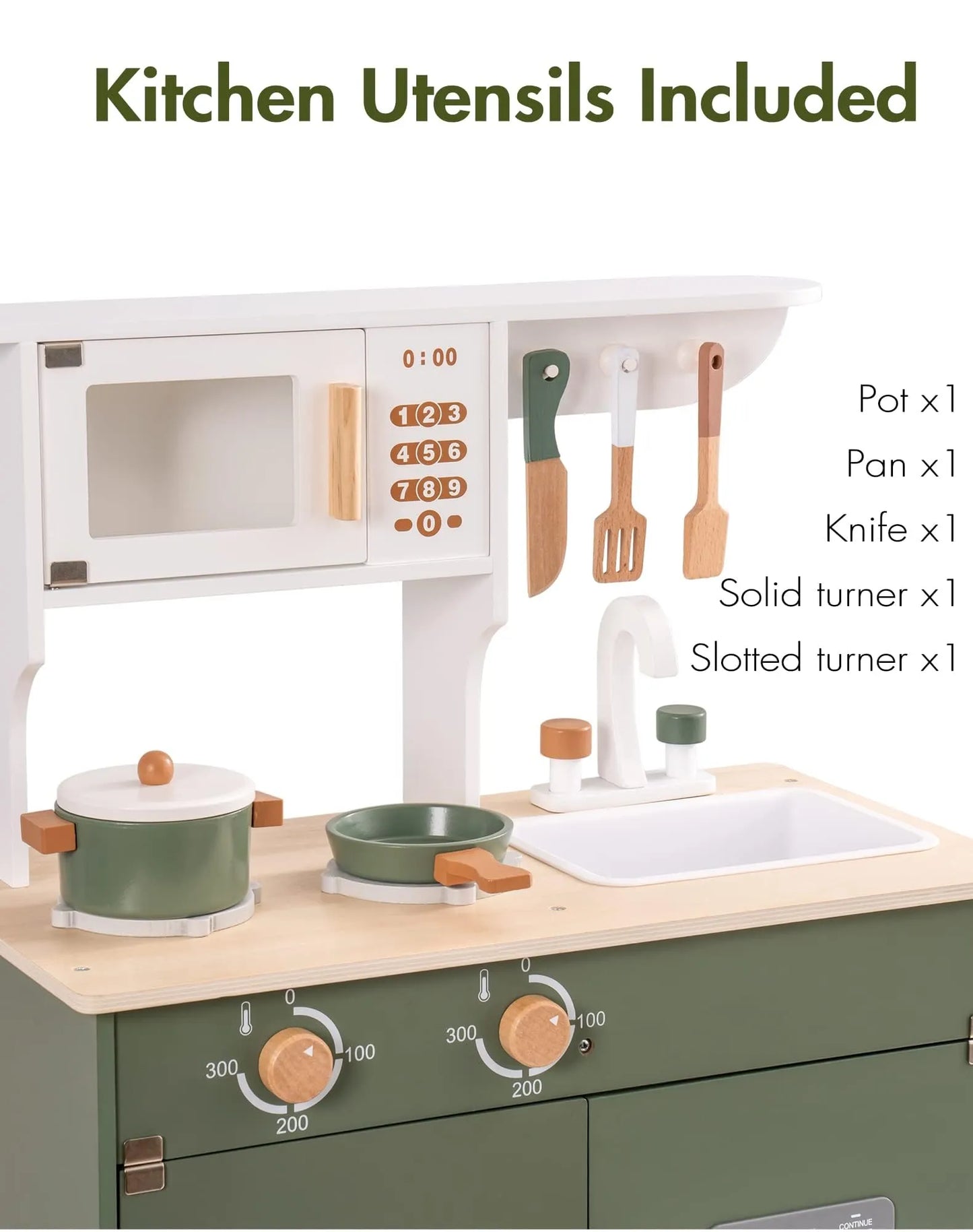 ROBUD Wooden Kids Kitchen Playset Series - Vintage Green