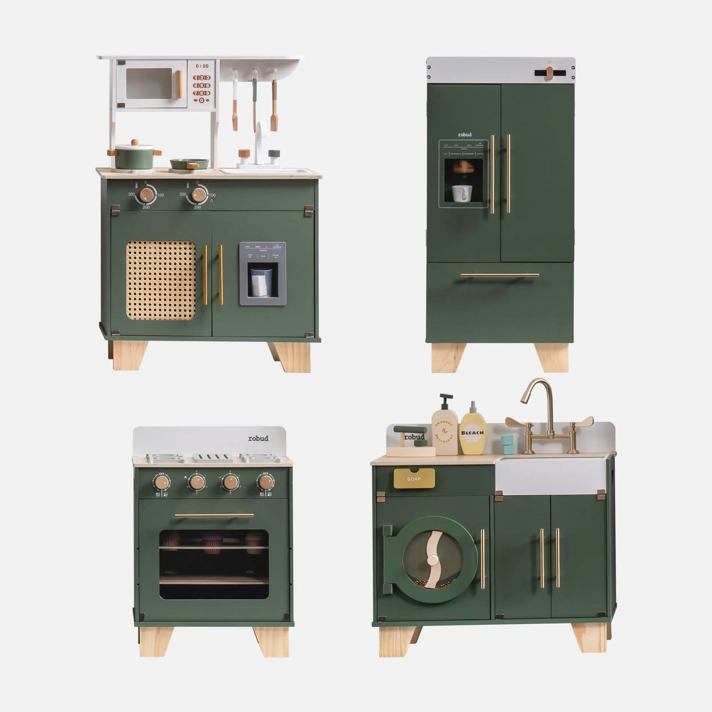ROBUD Wooden Kids Kitchen Playset Series - Vintage Green