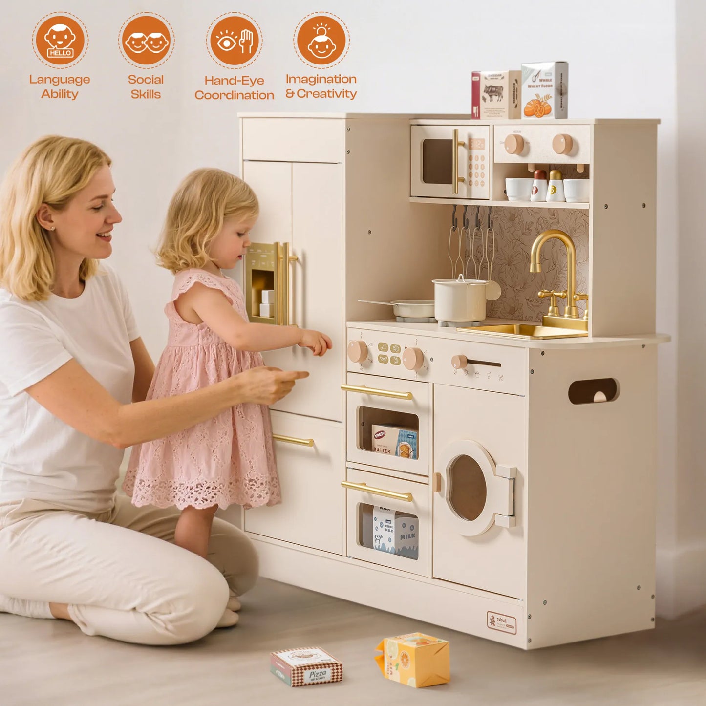 Robud Floral Wooden Play Kitchen