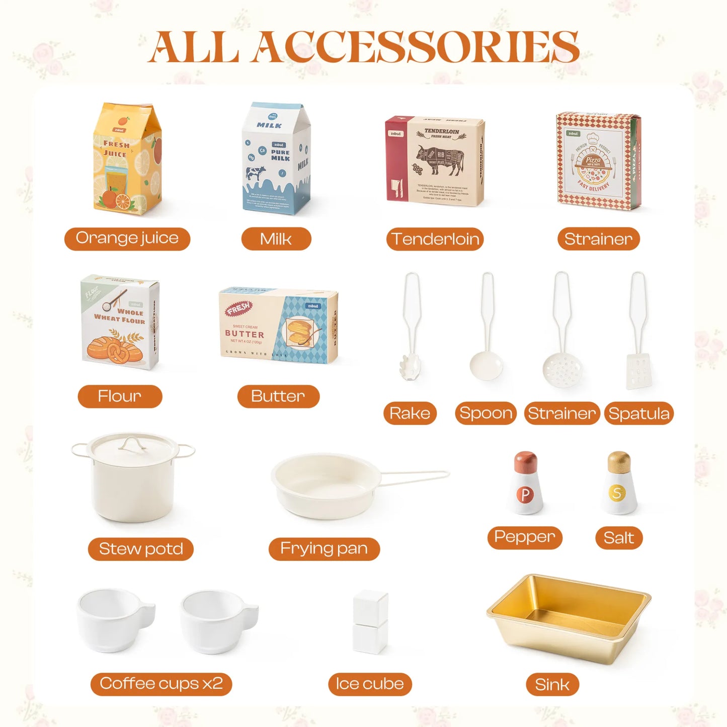 Robud Floral Wooden Play Kitchen