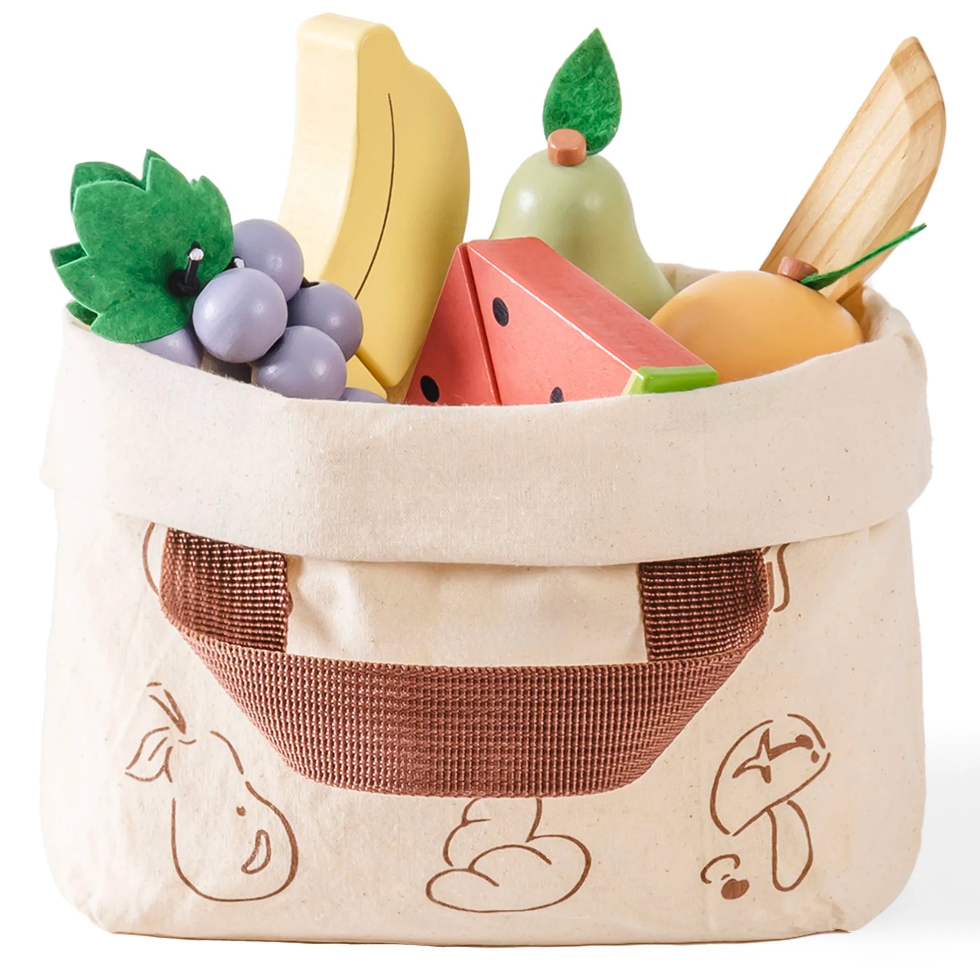 Robud wooden fruit cutting toy for kids with carrying bag