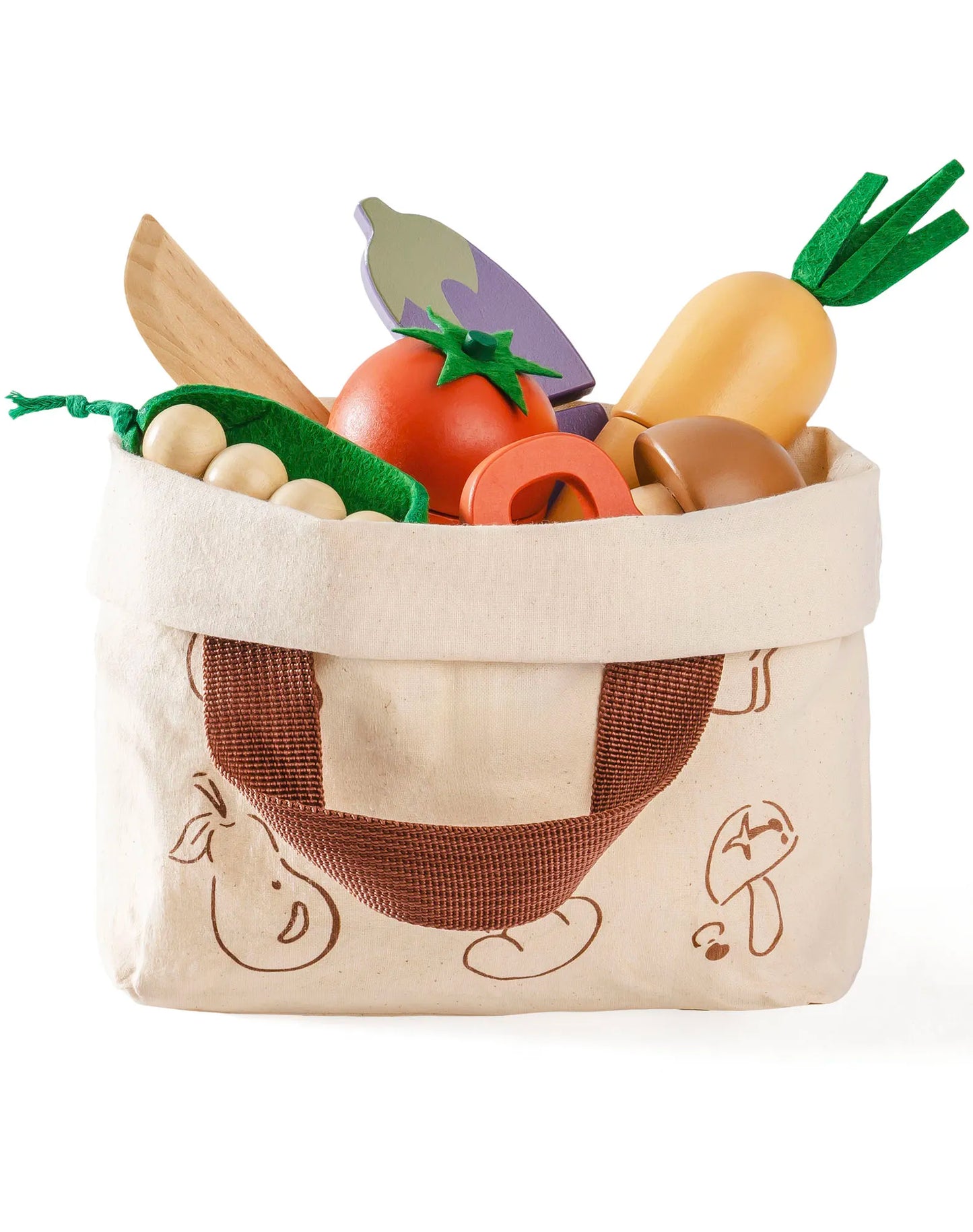 ROBUD sliceable play wooden food set with carrying bag - vegetables 