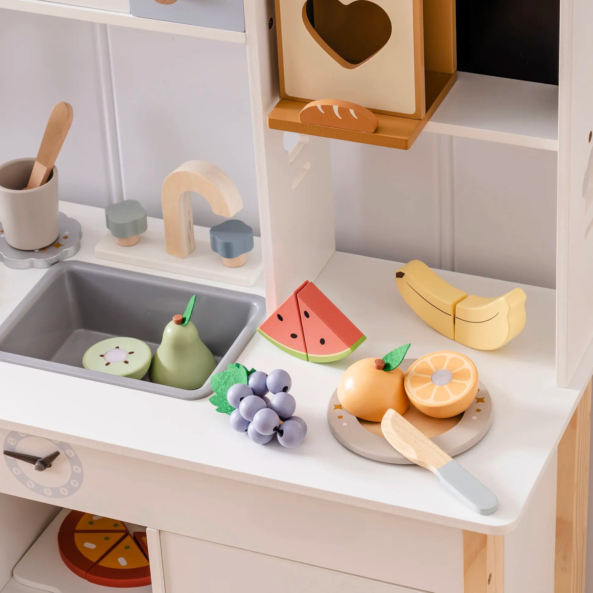 Montessori wooden play food set with safe knife