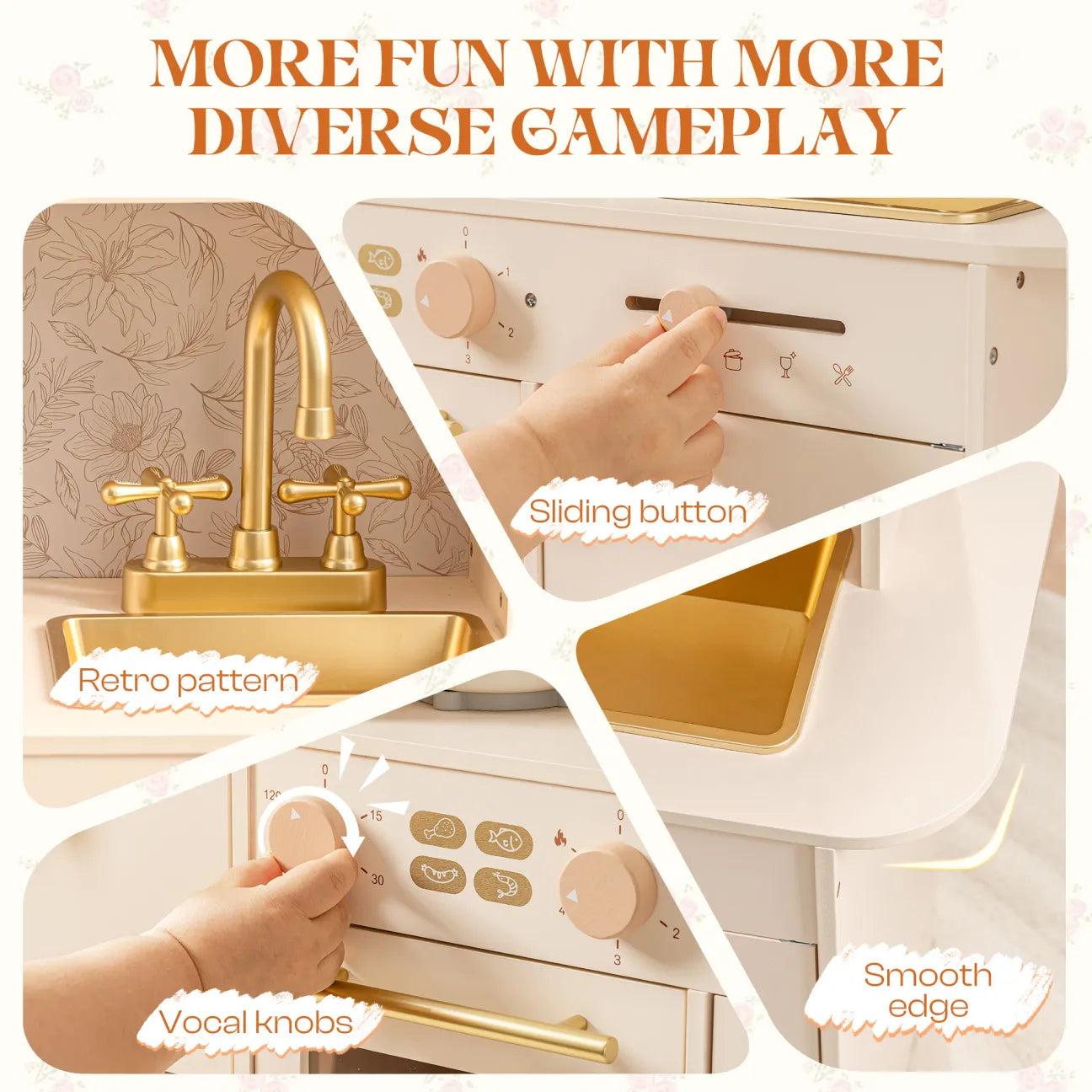 Robud Floral Wooden Play Kitchen