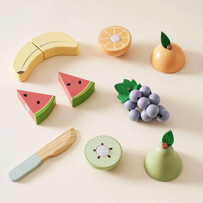 Montessori wooden play food set with safe knife