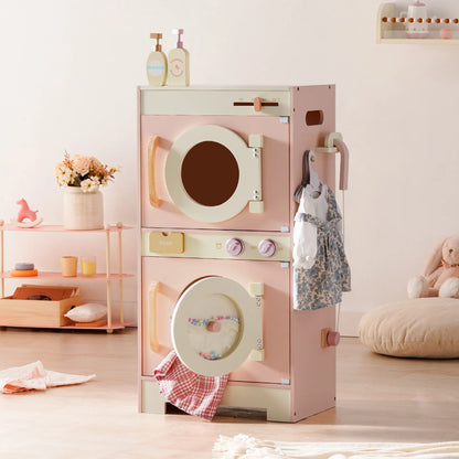 Pretend play laundry set with ironing board and toy iron with hangers