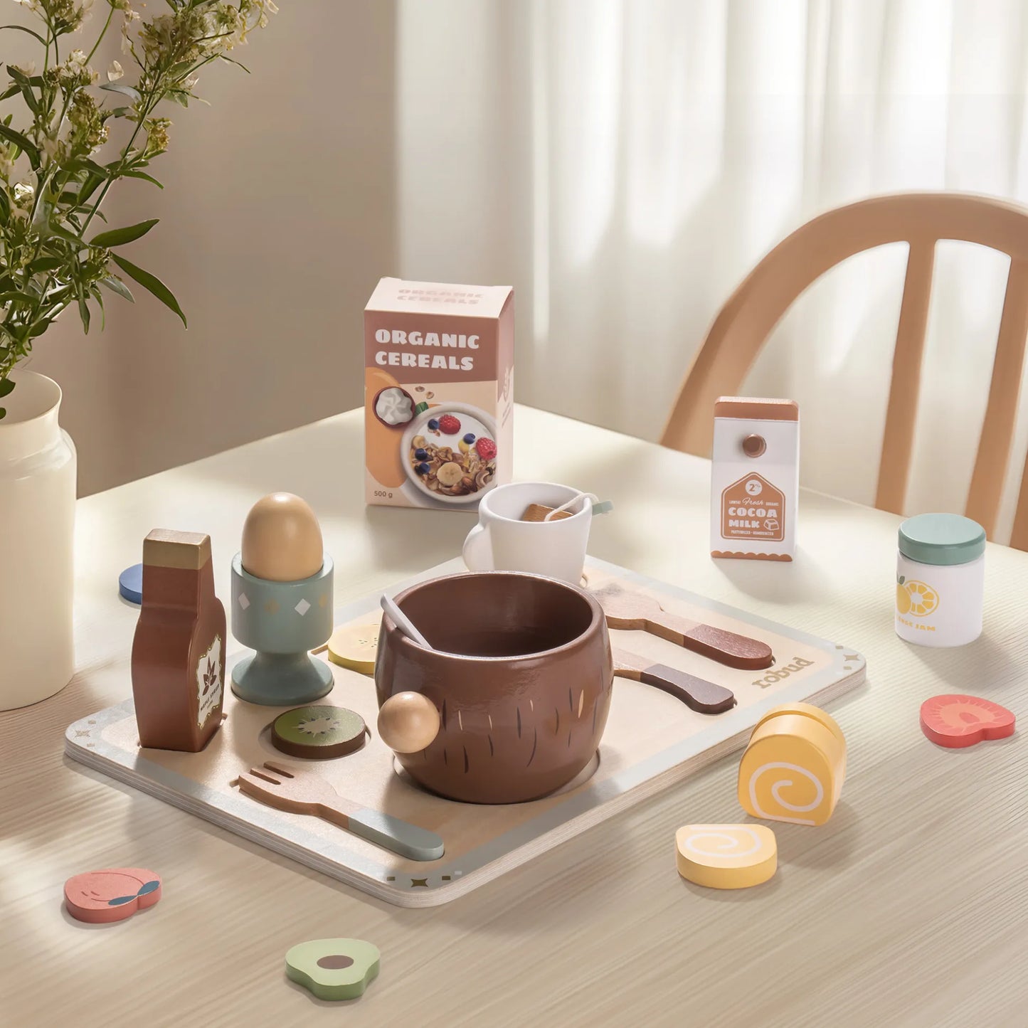 ROBUD 31-Piece Wooden Play Food Sets for Kids