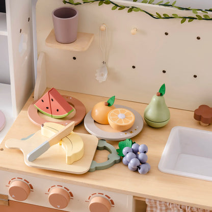 Montessori wooden play food set with safe knife