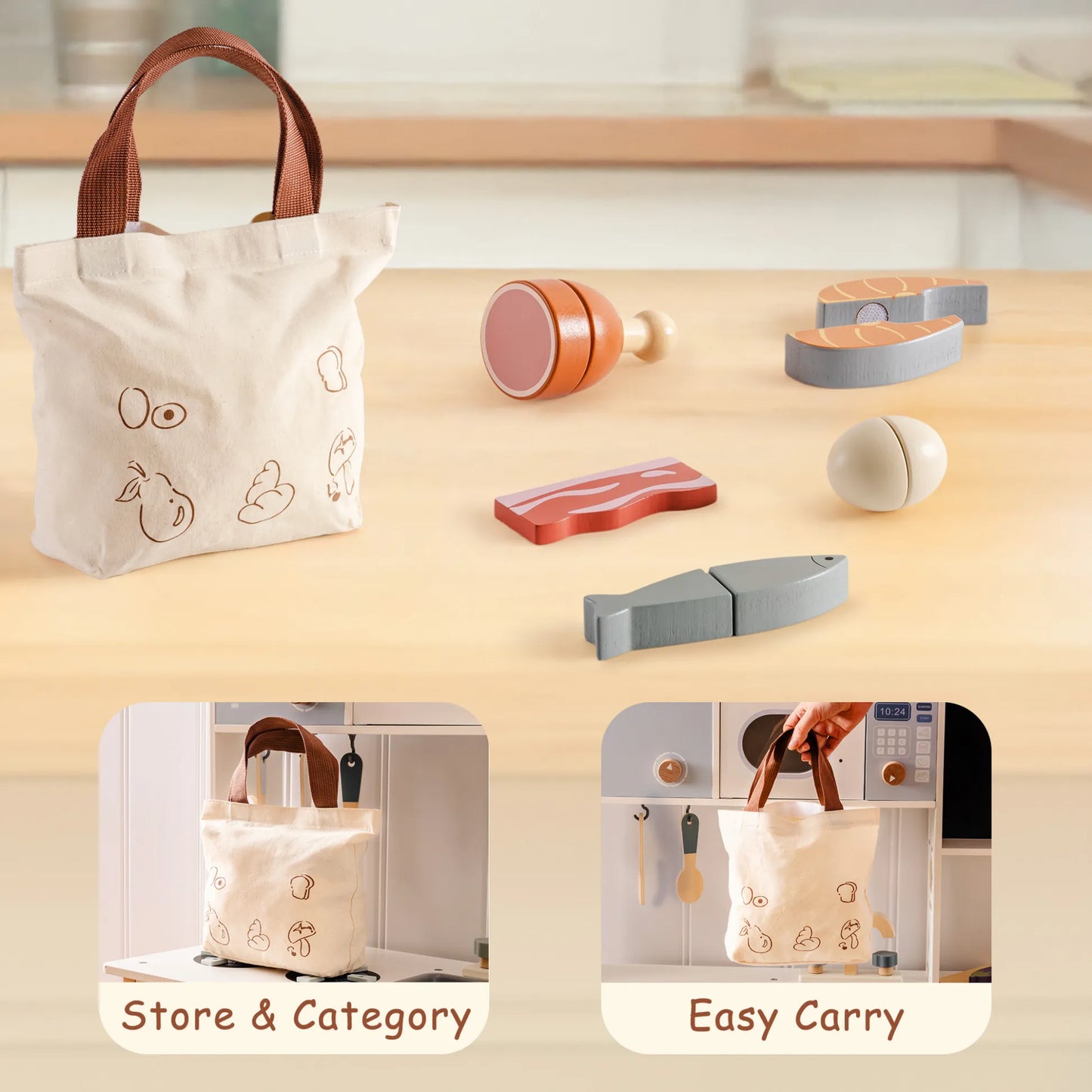 ROBUD Wooden Childs Play Food Set - Meat