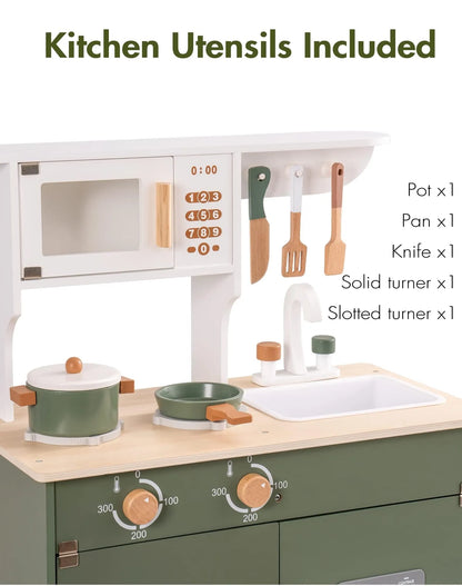 ROBUD Wooden Kids Kitchen Playset Series - Vintage Green