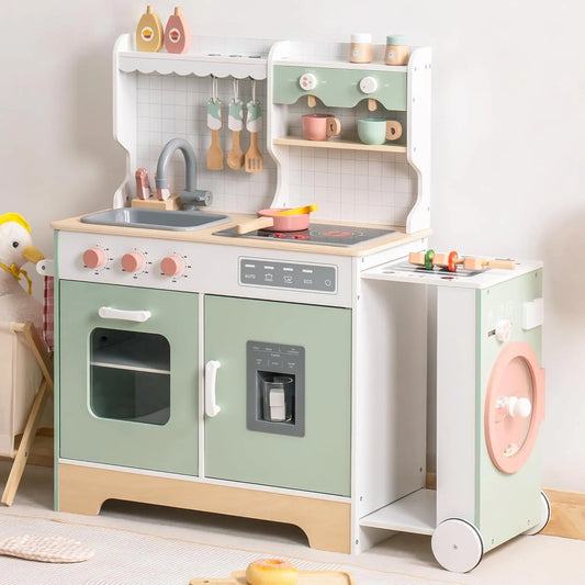 ROBUD wooden play kitchen - with expandable grill and dishwasher section.