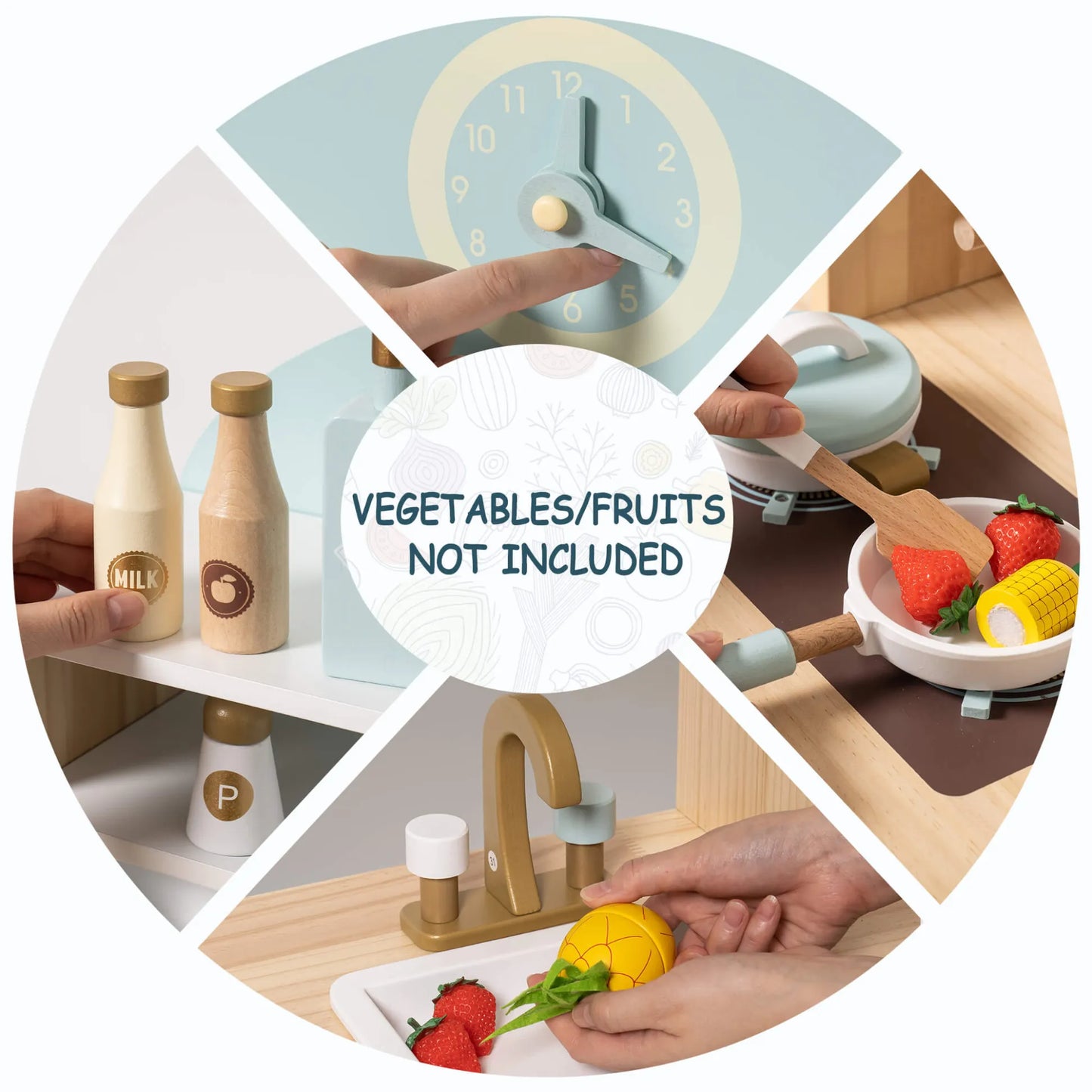 ROBUD wooden toy kitchen with accessories