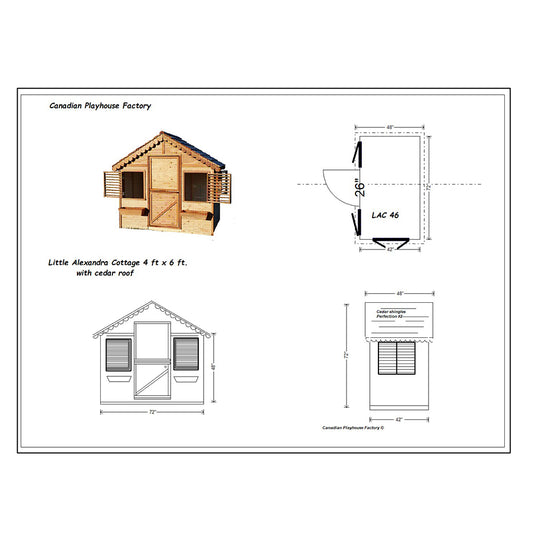 Canadian Playhouse Factory - DIY Little Alexandra Cottage 6ft x 4ft Standard Cedar Playhouse
