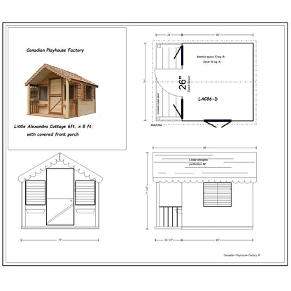 Canadian Playhouse Factory - DIY Little Alexandra Cottage 8ft. x 6ft. With Covered Front Porch