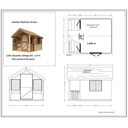 Canadian Playhouse Factory - DIY Little Alexandra Cottage 8ft. x 6ft. With Covered Front Porch