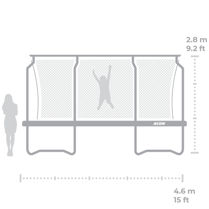 ACON 15ft Round Trampoline with Premium Enclosure